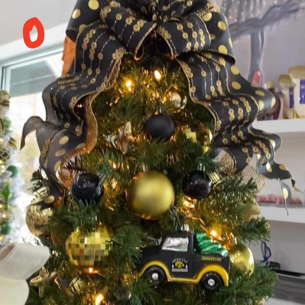 One fully decorated christmas tree